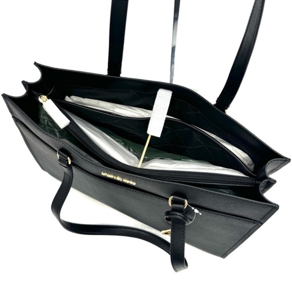 Michael Kors Large MF Pocket Shoulder Tote Bag & Continental Wallet Black/Gold - Picture 11 of 15